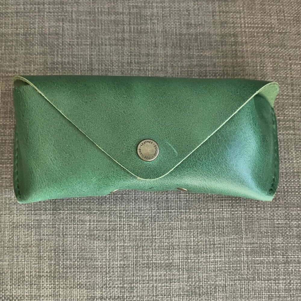 Portland Leather sunglass case in Cowboy Mint